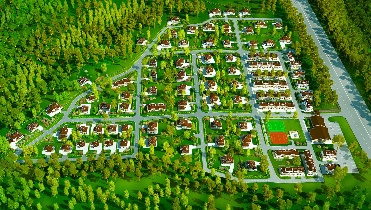 Проекты домов и коттеджей в Крыму, чертежи. Проекты генплана коттеджного посёлка - Симферополь, Крым, ИНстрой