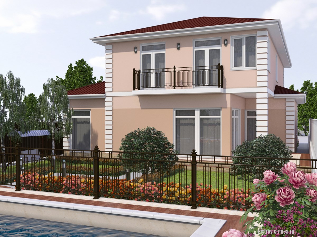 Строительство двухэтажного дома площадью 200 м2 в Симферополе, пер. Скалистый.