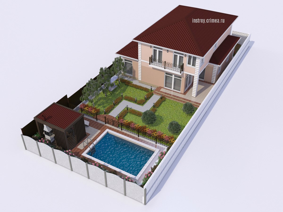 Проектирование жилых домов Крыму: Симферополь, Севастополь, Евпатория, Бахчисарай, Ялта. План земельного участка.