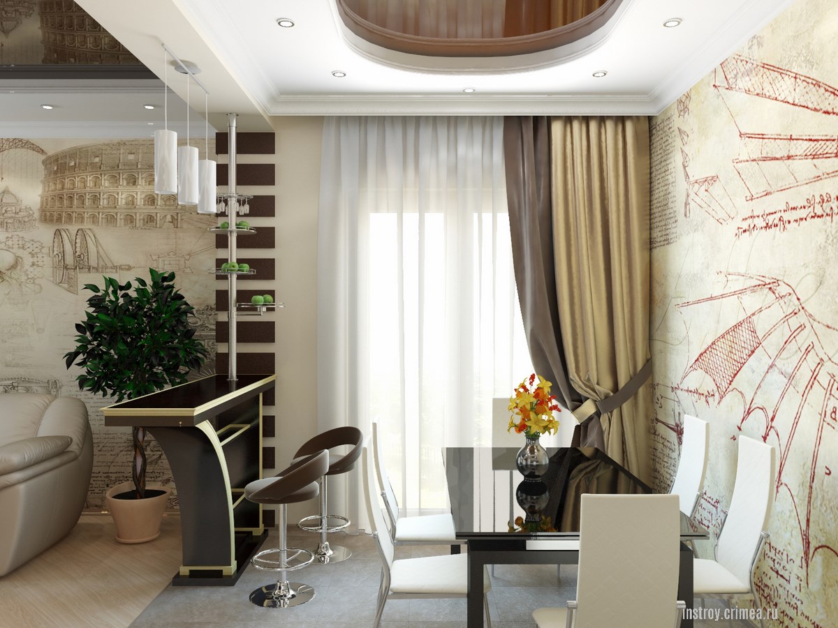 Гостиная, дизайн-проект - Крым, Симферополь