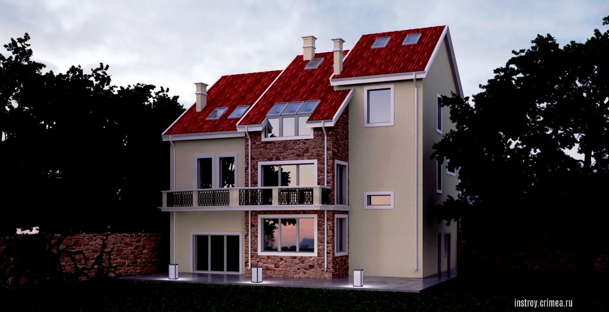 Проектирование домов в Крыму. Дом с мансардой – Симферополь, Севастополь, Ялта, Евпатория  Бахчисарай