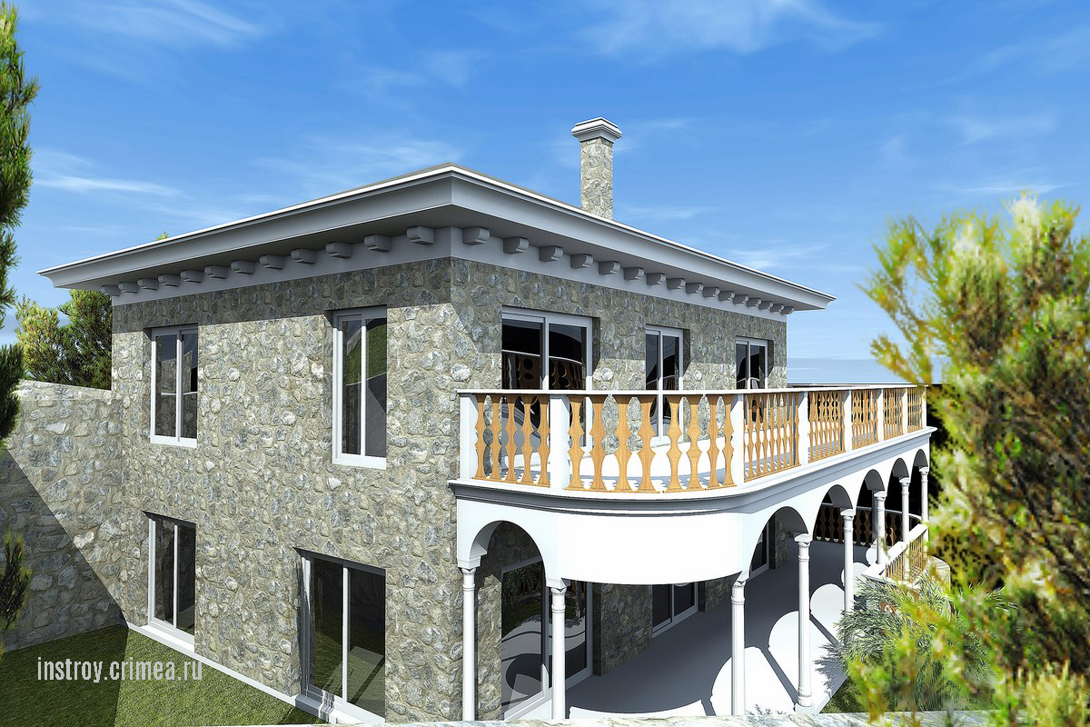 Проектирование 2-этажных домов в Алуште, Ялте, Симферополе, Севастополе Крыму. Проект жилого дома – Евпатория, Бахчисарай, Джанкой