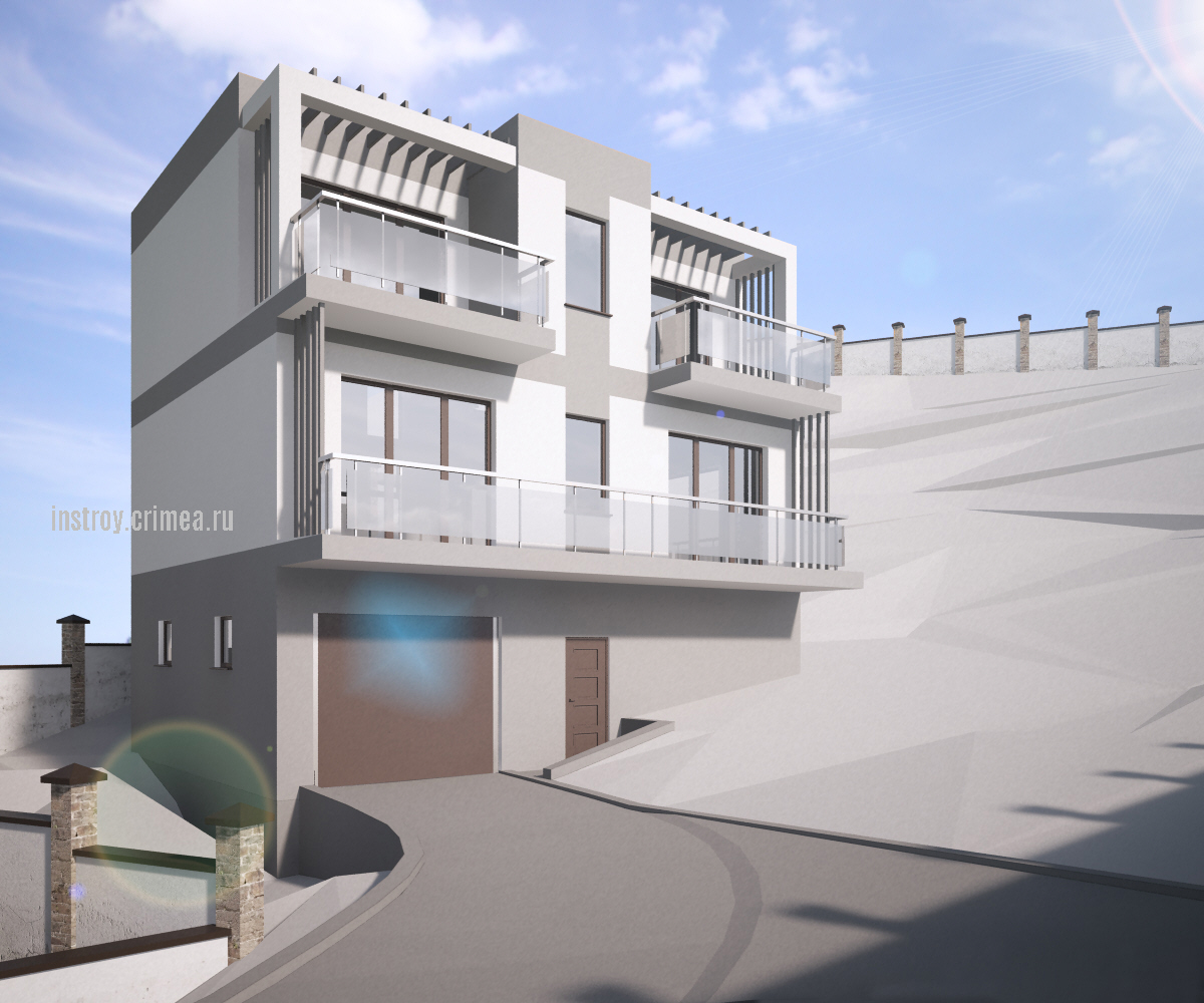 Дом с гаражом и подвалом, заказать проект в Крыму: Ялта, Алушта, Севастополь, Евпатория, Бахчисарай, Симферополь