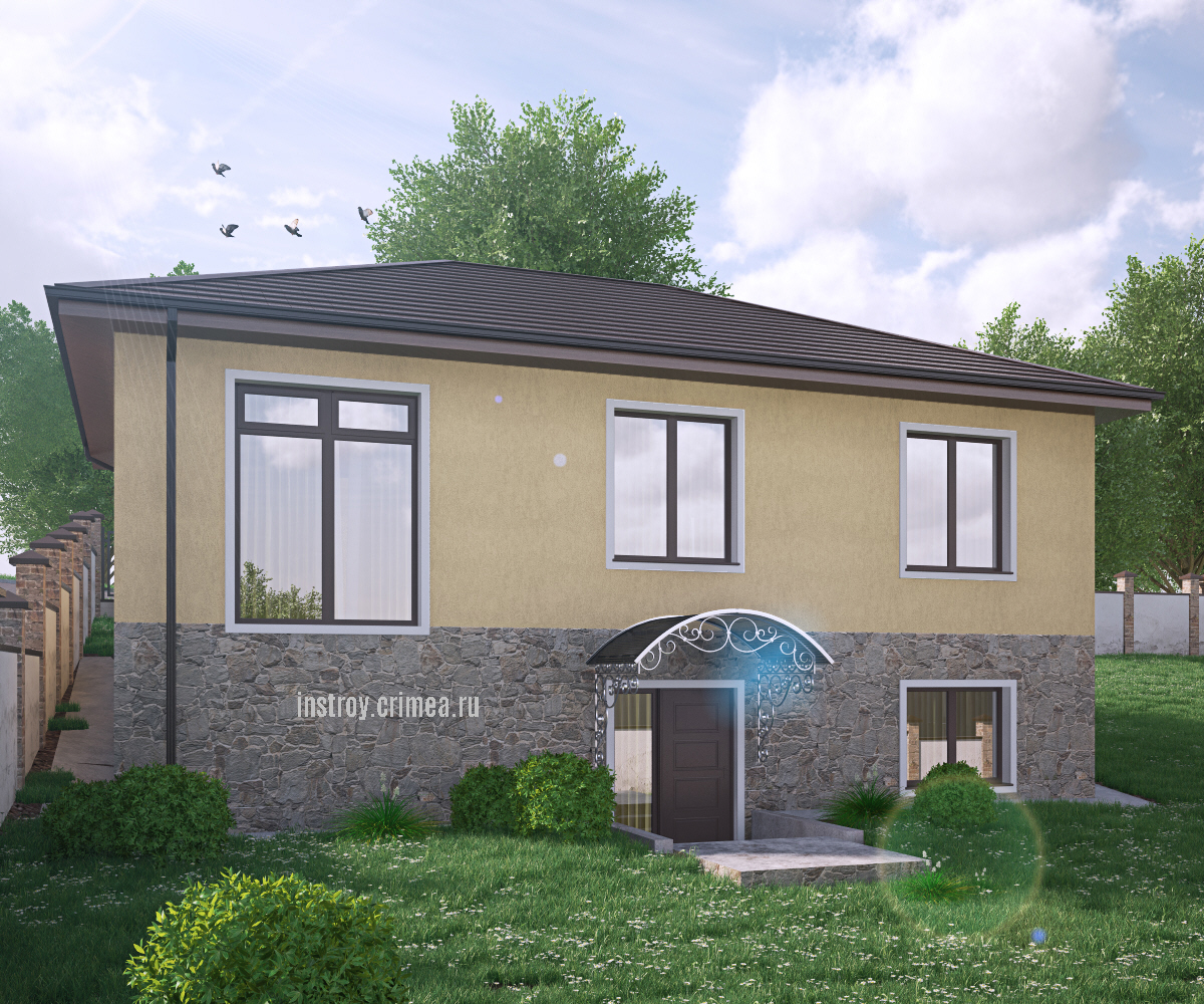 Дом гаражом и подвалом, заказать проект в Крыму: Симферополь, Алушта, Севастополь, Евпатория, Бахчисарай, Ялта