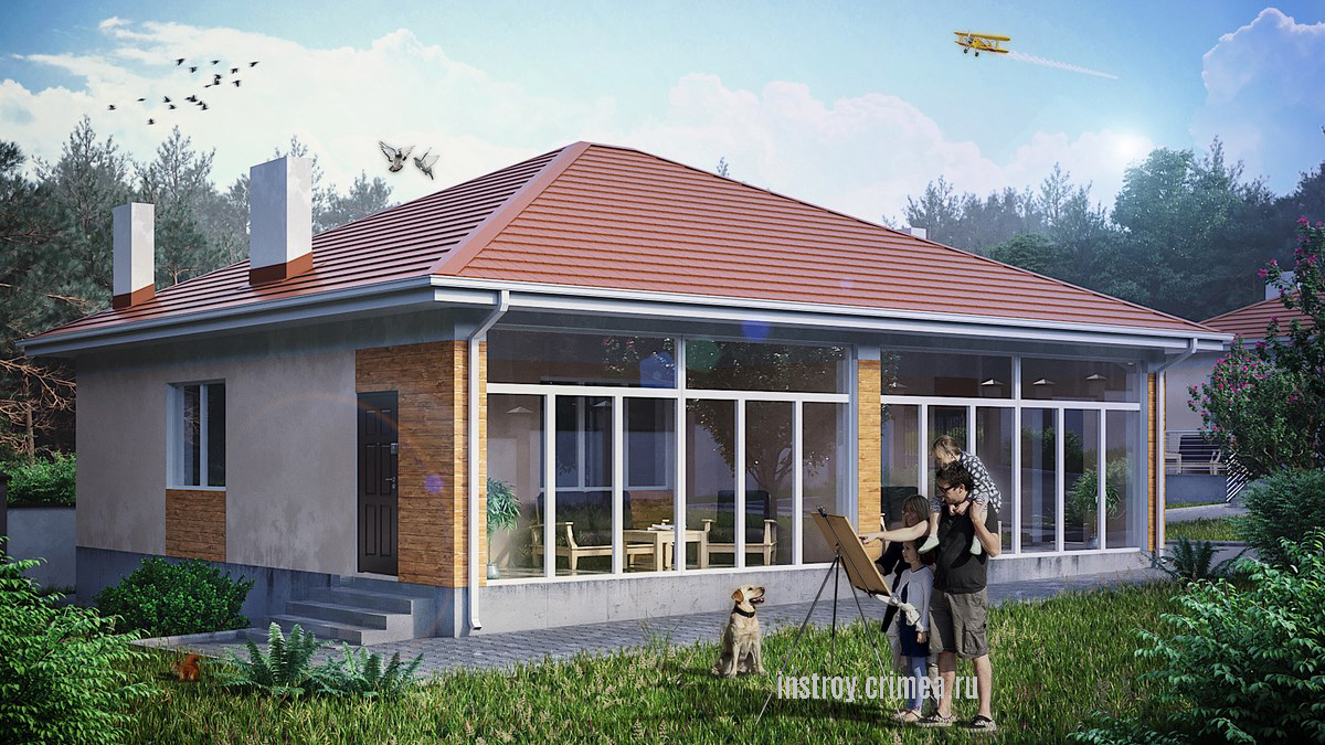 Типовой проект дома на 2 семьи - Симферополь, Севастополь, Евпатория, Бахчисарай, Ялта. Крым, ИНстрой