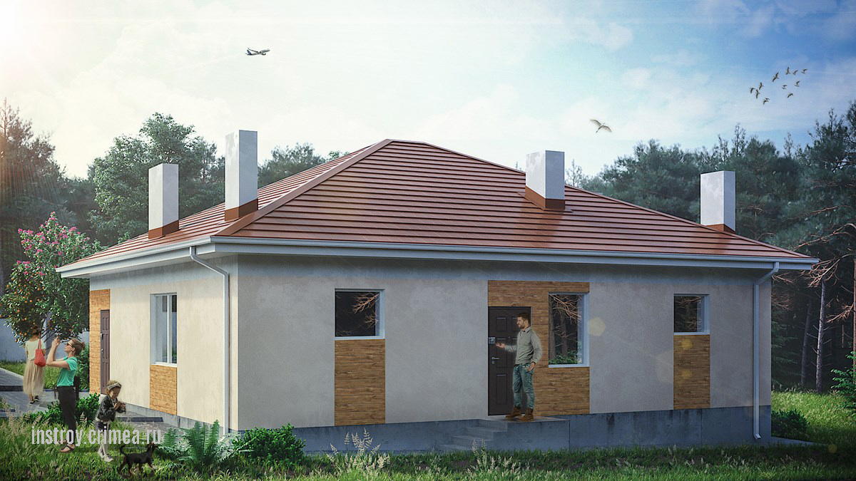 Купить типовой проект 1-этажного дома на две семьи - Симферополь, Алушта, Севастополь, Ялта, Крым