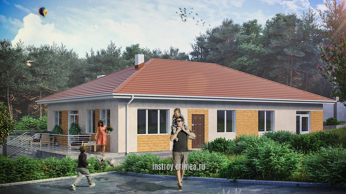 Проект дома одноэтажного 200 м2 Белогорск, Симферополь, Севастополь, Евпатория, Бахчисарай, Ялта