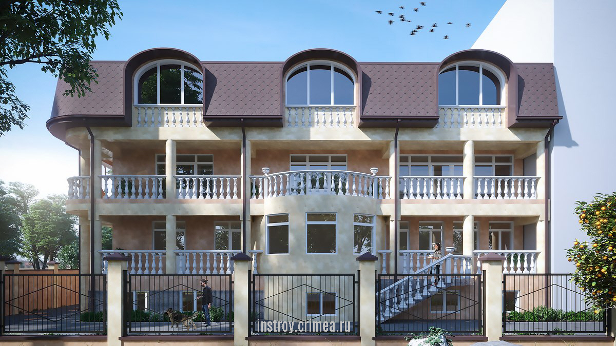 Проект трехэтажного дома 19 на 12 с террасой - Евпатория, Крым