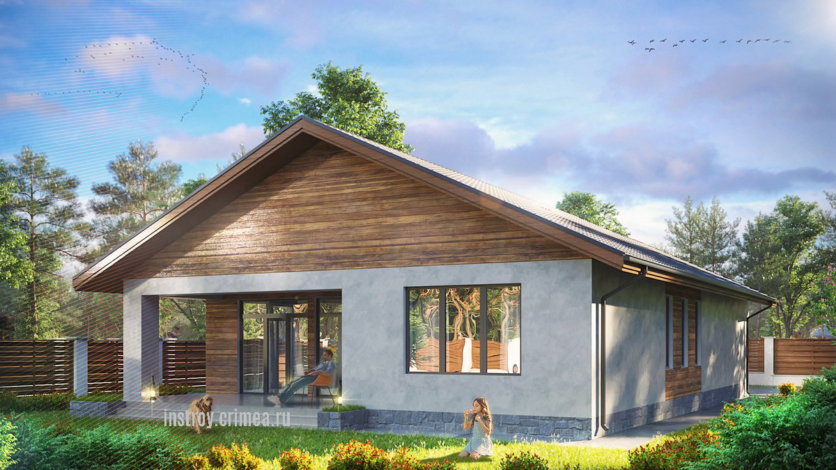 Проект готового одноэтажного дома из ракушки, Симферополь