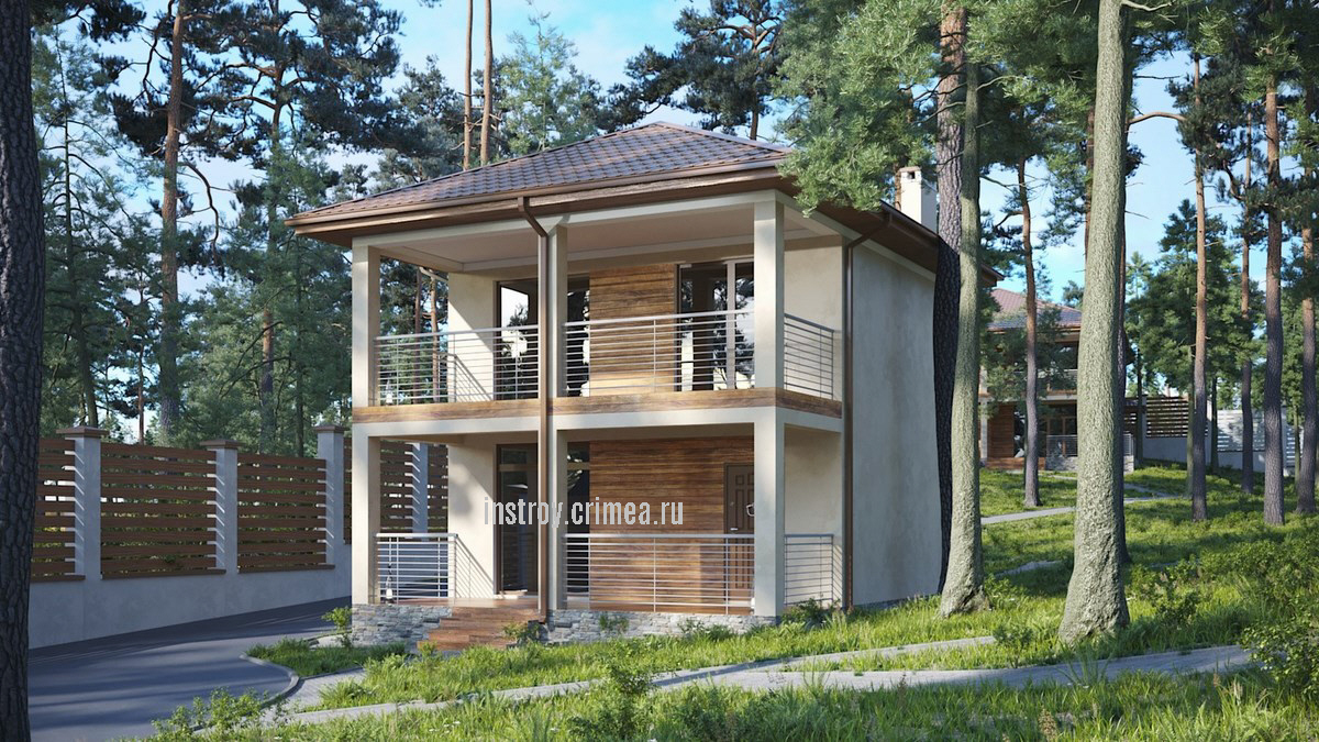 Типовой проект двухэтажного дома из газобетона - Симферополь, Севастополь, Евпатория, Бахчисарай, Ялта. Крым, ИНстрой