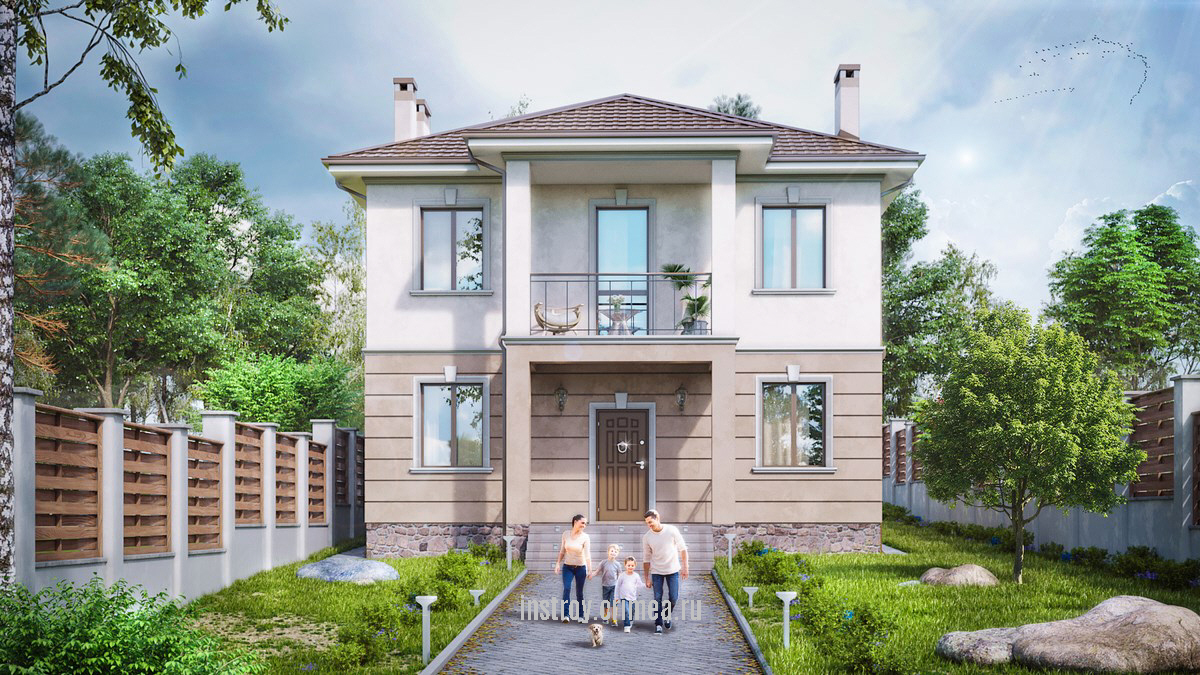 Заказать проект двухэтажного дома из ракушки в Крыму: Симферополь, Севастополь, Ялта, Евпатория Бахчисарай