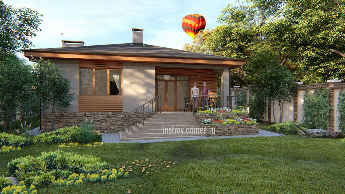 Проект 1-но этажного жилого дома из ракушки в Крыму: Симферополь, Севастополь, Ялта, Евпатория Бахчисарай