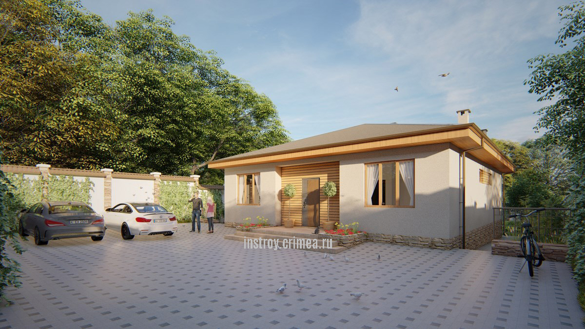 Готовый проект одноэтажного дома из ракушки - Симферополь, Севастополь, Евпатория, Бахчисарай, Ялта. Крым, ИНстрой