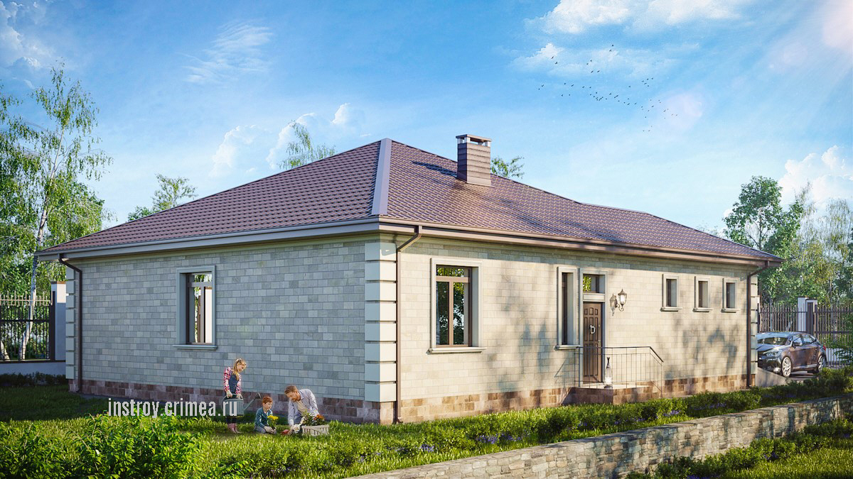 Проект 1-этажного дома из ракушки, Симферополь