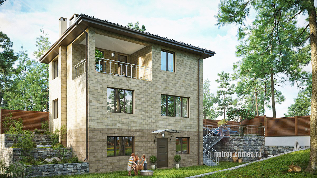 Заказать проект 3-этажного дома с террасой - Симферополь, Крым