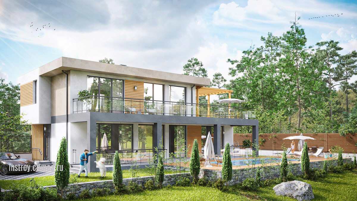 Заказать проект дома в стиле Хай-тек из газобетона в Крыму: Симферополь, Севастополь, Ялта, Евпатория Бахчисарай