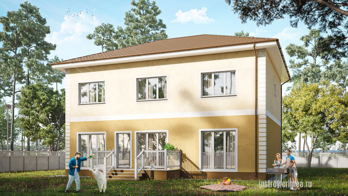 Типовой проект двухэтажного дома из ракушки, заказать проект в Симферополе