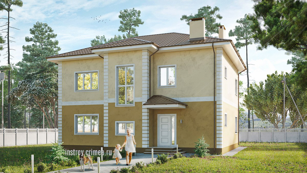 Проект двухэтажного дома из ракушки в Симферополе.