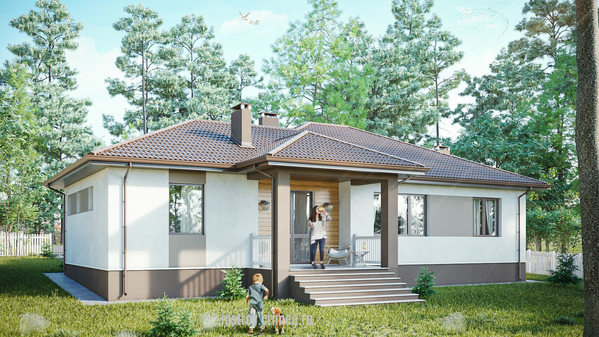 Проект одноэтажного жилого дома из ракушечники в Крыму: Симферополь, Севастополь, Ялта, Евпатория Бахчисарай