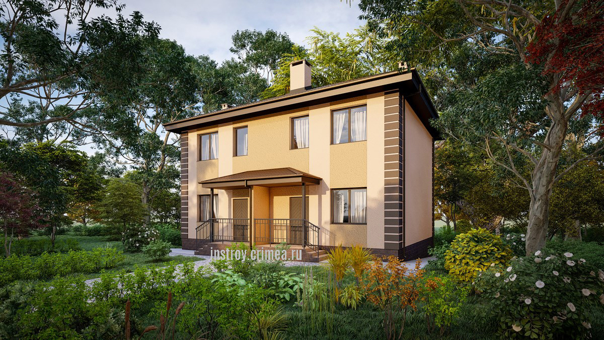 Заказать проект двухэтажного жилого дома из ракушки в Крыму: Симферополь, Севастополь, Ялта, Евпатория Бахчисарай