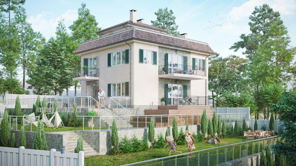 Заказать проект двухэтажного дома из ракушки в Алуште