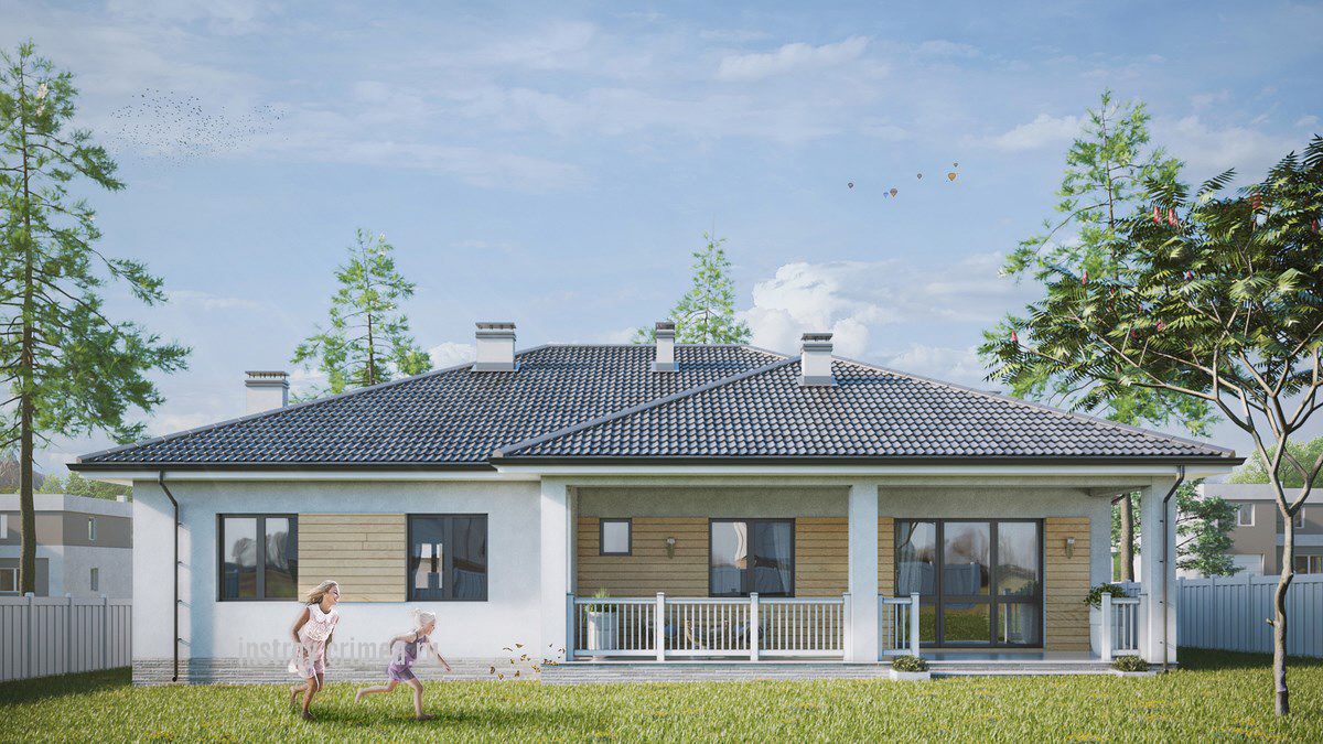 Проект простого одноэтажного жилого дома из известняка ракушечника в Крыму: Симферополь, Севастополь, Ялта, Евпатория Бахчисарай