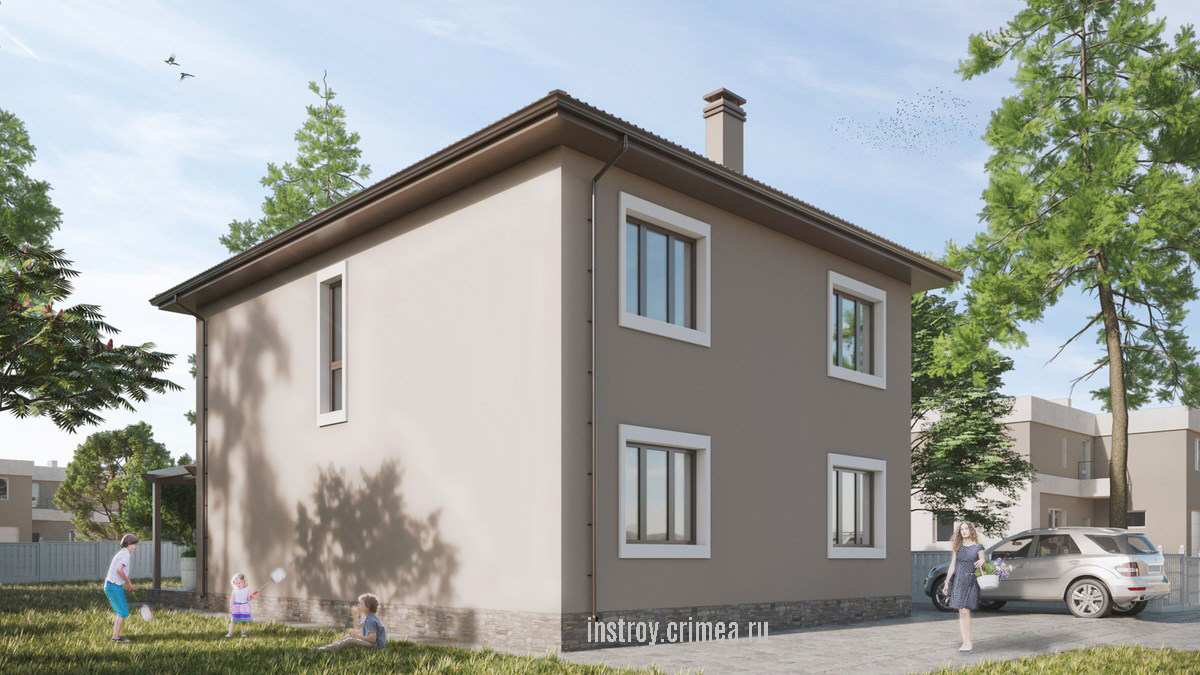 Проект двухэтажного жилого дома 12 на 10 в современном стиле для строительства г. Симферополе.