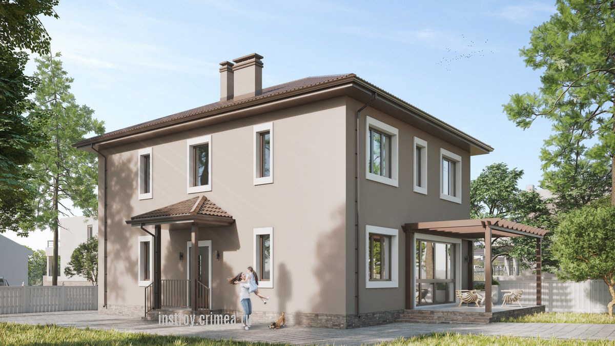 Проект двухэтажного жилого дома 12 на 10 в классическом стиле для строительства в г. Симферополе.