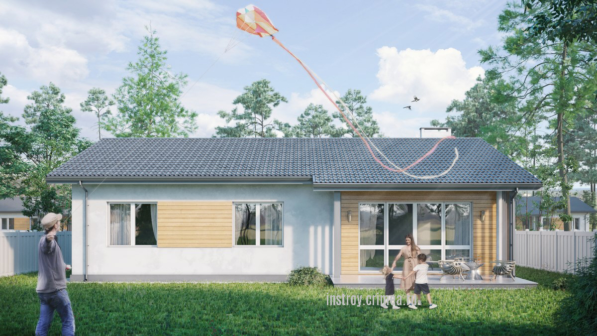 Проект простого одноэтажного жилого дома из известняка ракушечника в Крыму: Симферополь, Севастополь, Ялта, Евпатория Бахчисарай