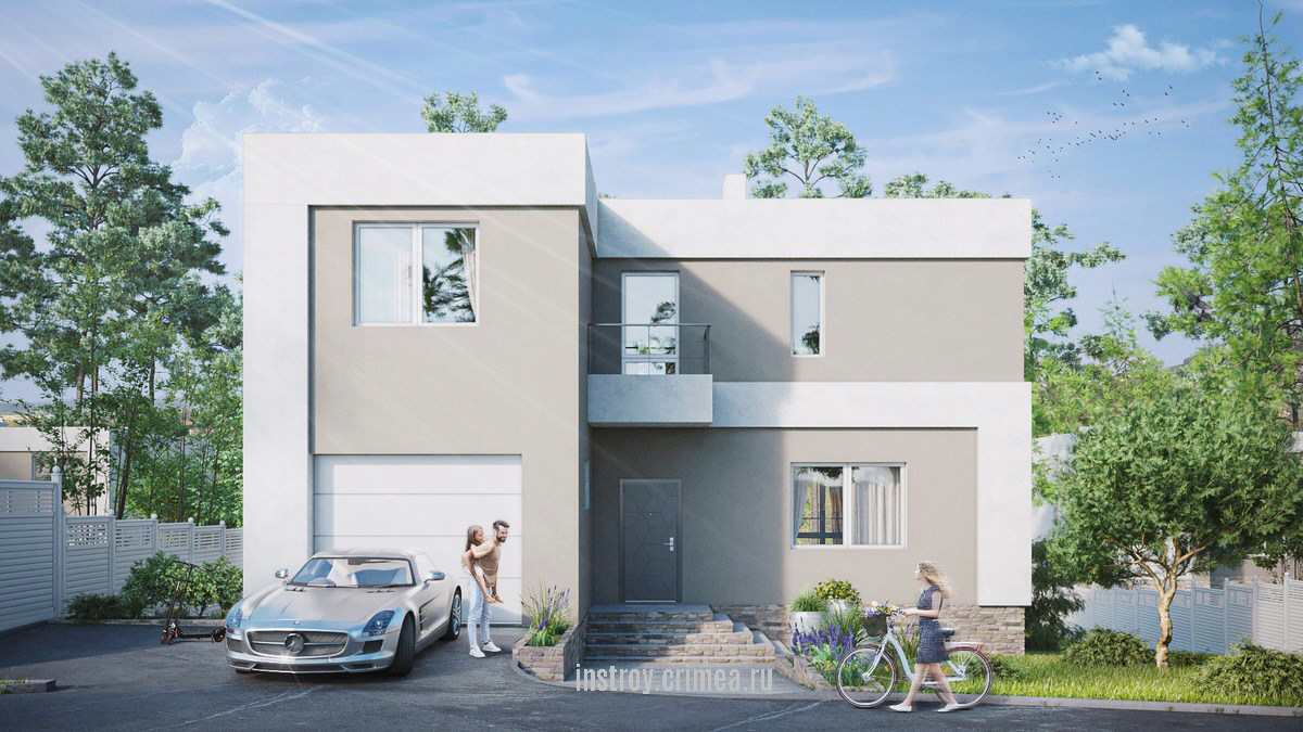 Проект двухэтажного жилого дома 12 на 16 в стиле Хай-тек для строительства в г.Севастополь.