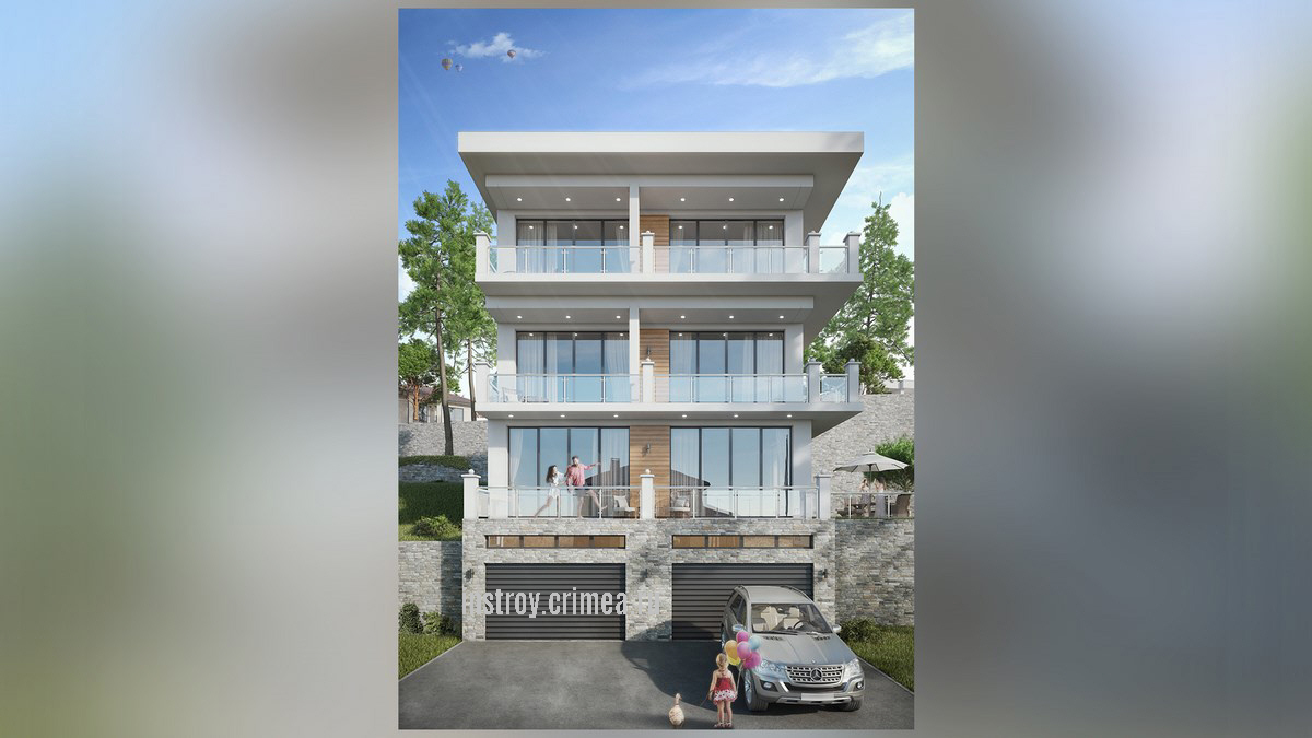 Проект жилого дома в современном стиле с плоской кровлей для строительства в с. Изобильное, ул. Судакская, г. Алушта.