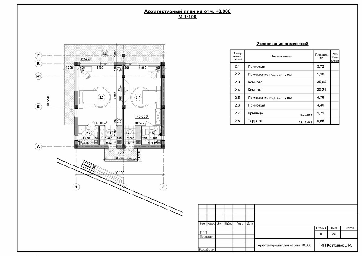 Планировка трехэтажного дом из газобетона в современном стиле с плоской крышей, заказать проект в Симферополе