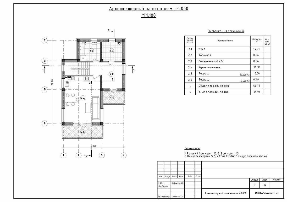 Планировка трехэтажного дом из ракушки в современном стиле с плоской крышей, заказать проект в г. Алушта