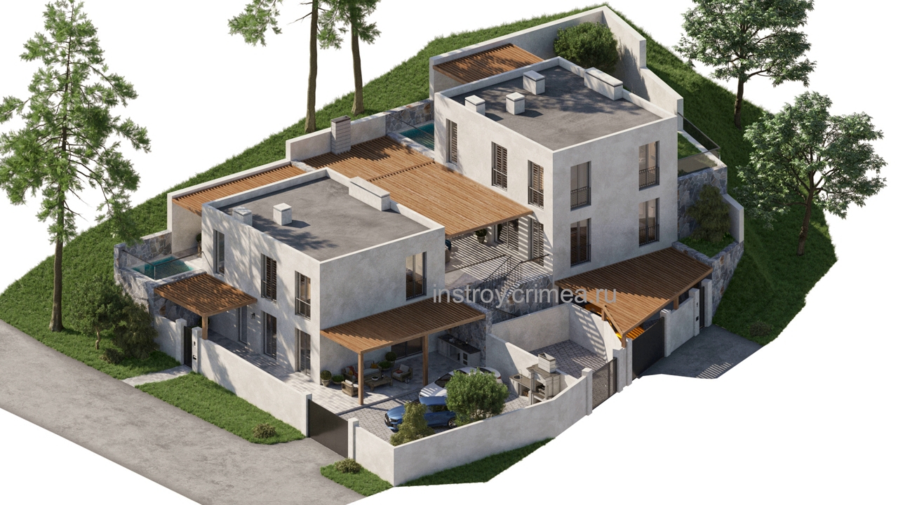 Проект трехэтажного жилого дома 11 на 9 в стиле минимализм для строительства в Судаке.