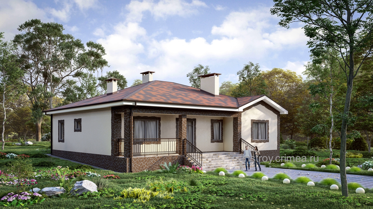 Проект одно этажного дома из ракушки  - Симферополь, Севастополь, Евпатория, Бахчисарай, Ялта. Крым, ИНстрой