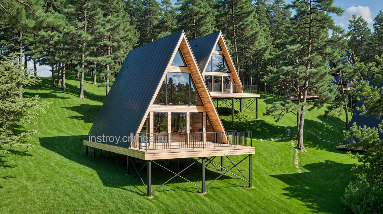 Проект дома в стиле афрейм для строительства в Алуште.