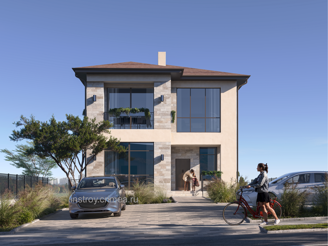 Проект двухэтажного жилого дома 9 на 14 в современном стиле для строительства в с. Перевальное, Симферопольский р-н