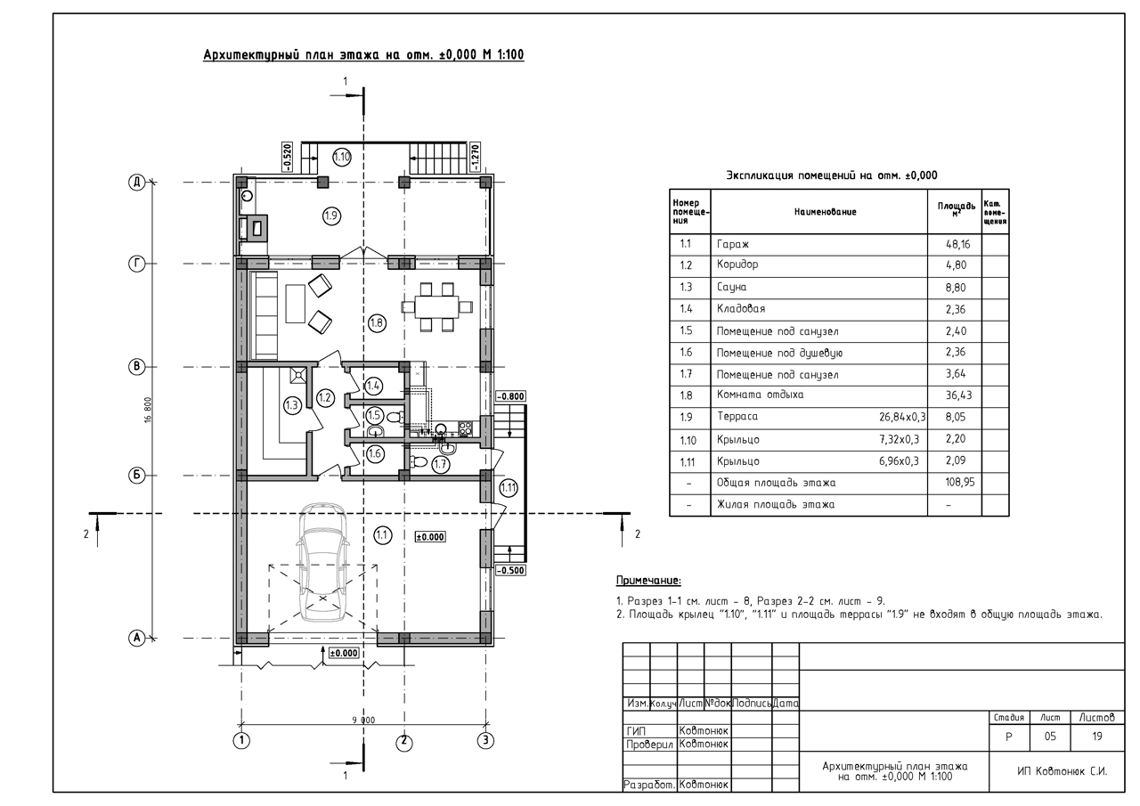 Планировка одноэтажного дома из ракушки, Симферополь
