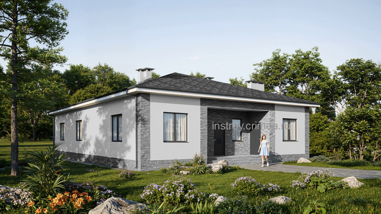 Проект одно этажного дома из ракушки - Симферополь, Севастополь, Евпатория, Бахчисарай, Ялта. Крым, ИНстрой